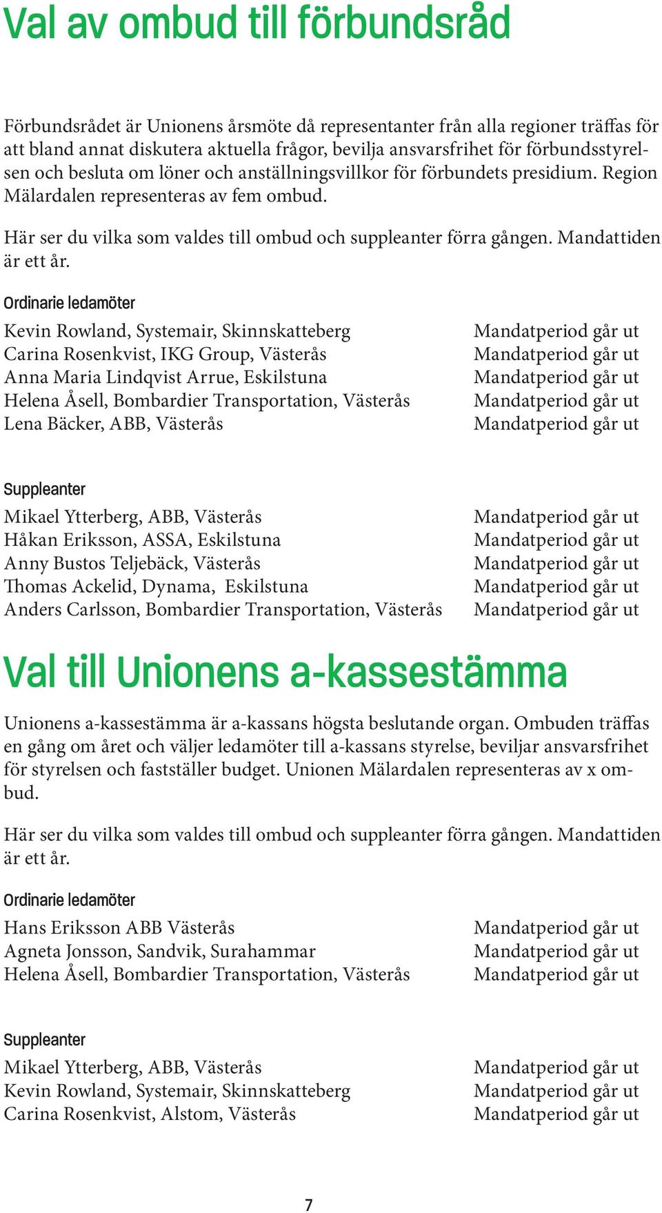 Mandattiden är ett år.