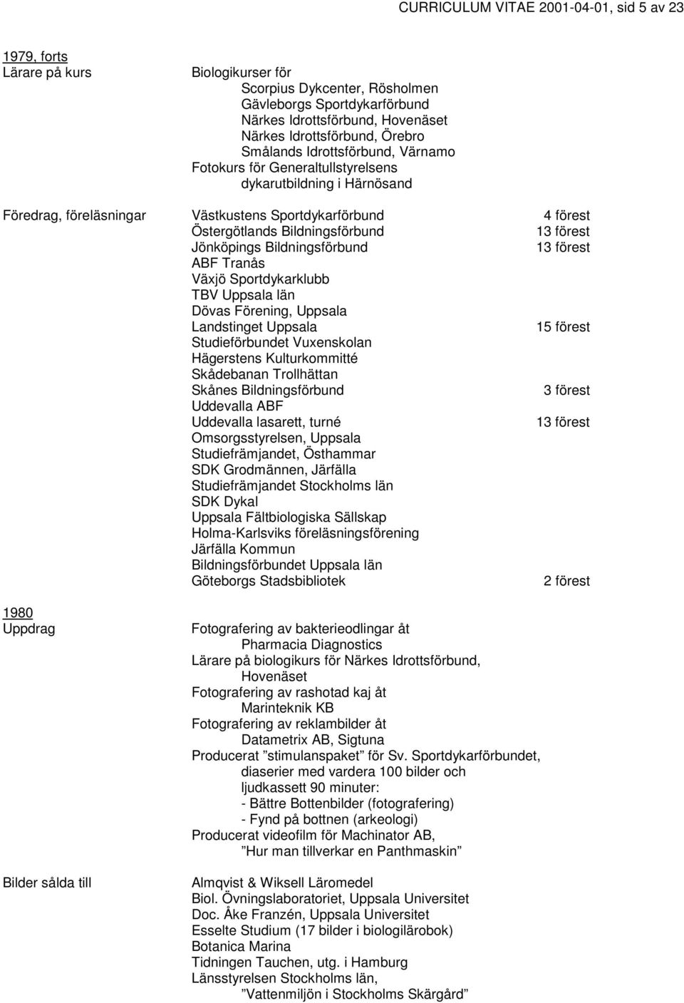 Bildningsförbund 13 förest Jönköpings Bildningsförbund 13 förest ABF Tranås Växjö Sportdykarklubb TBV Uppsala län Dövas Förening, Uppsala Landstinget Uppsala 15 förest Studieförbundet Vuxenskolan