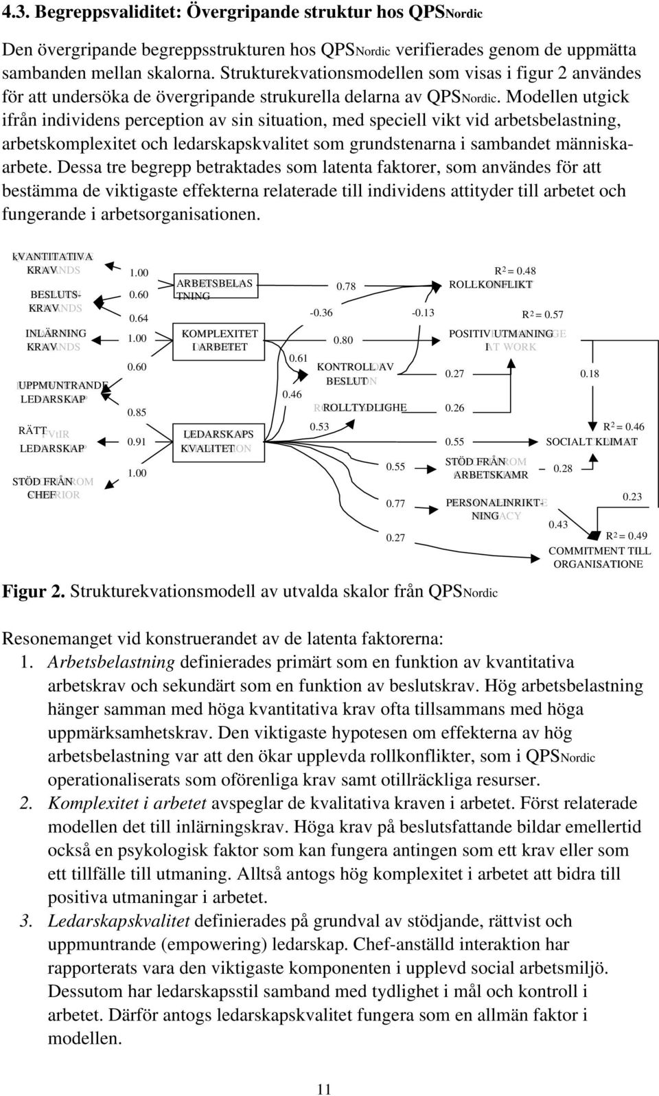 Modellen utgick ifrån individens perception av sin situation, med speciell vikt vid arbetsbelastning, arbetskomplexitet och ledarskapskvalitet som grundstenarna i sambandet människaarbete.