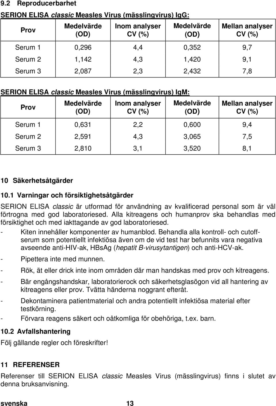 2 Reproducerbarhet Pos: 46 /Ar bei tsanl eitungen ELISA cl assic/gültig für nur ein D okument/leistungsmer kmal e/m asern/m asern: Pr äzision @ 14\mod_1401197496559_43.