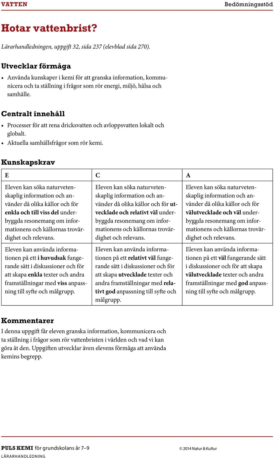 Processer för att rena dricksvatten och avloppsvatten lokalt och globalt. Aktuella samhällsfrågor som rör kemi.