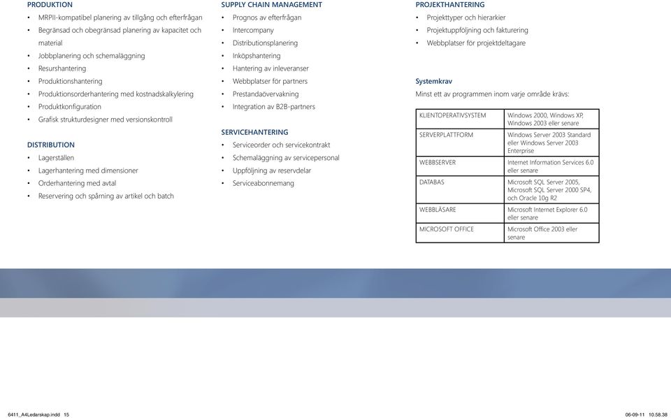 Reservering och spårning av artikel och batch SUPPLY CHAIN MANAGEMENT Prognos av efterfrågan Intercompany Distributionsplanering Inköpshantering Hantering av inleveranser Webbplatser för partners