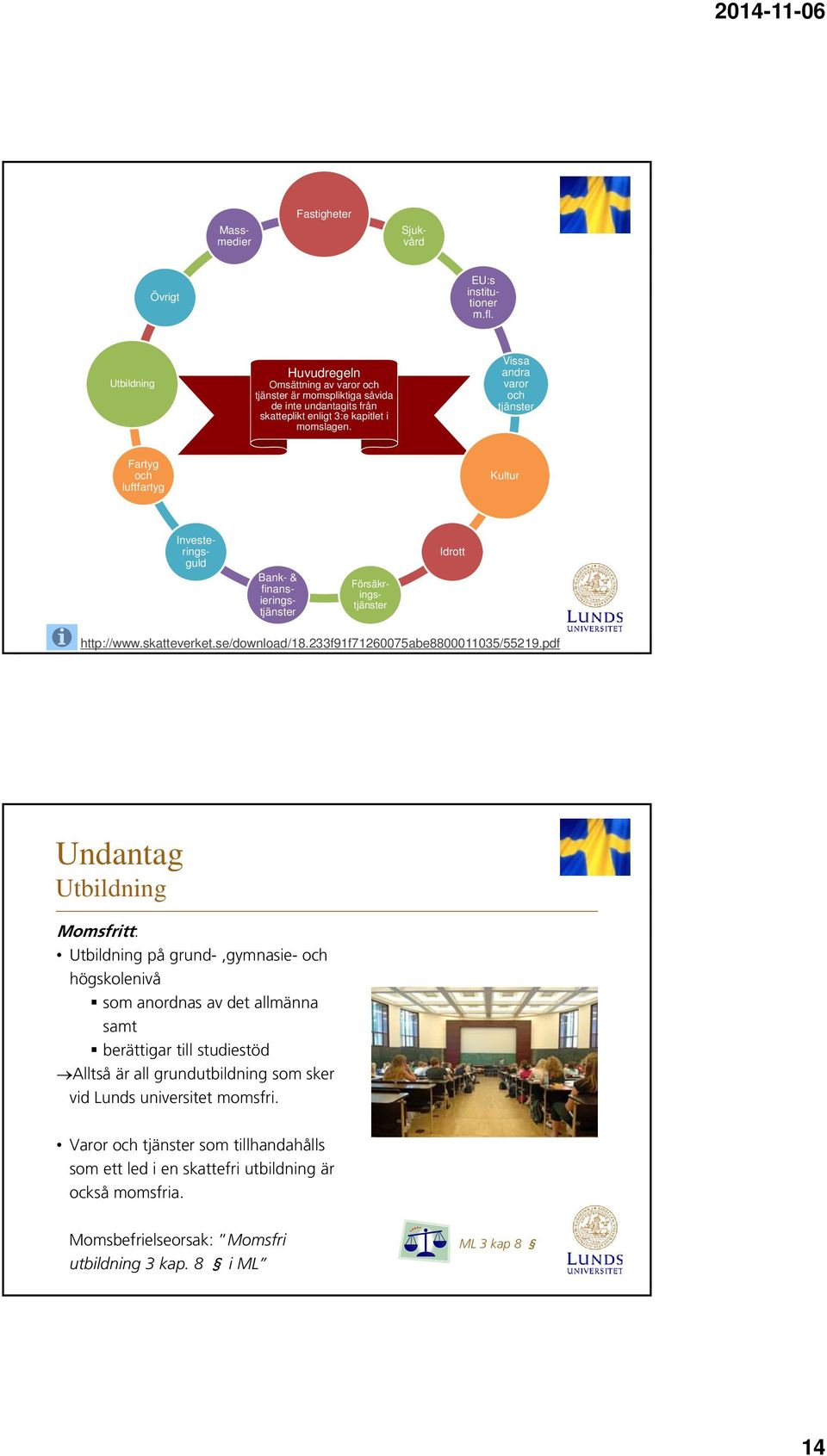 Vissa andra varor och tjänster Fartyg och luftfartyg Kultur Bank- & finansieringstjänster Investeringsguld Försäkringstjänster Idrott http://www.skatteverket.se/download/18.