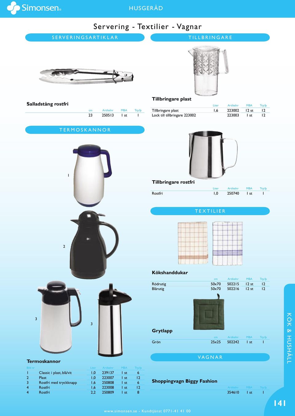 Rödrutig 50x70 502215 12 st 12 Blårutig 50x70 502216 12 st 12 3 Termoskannor Bild nr Liter 1 Classic i plast, blå/vit 1,0 239137 1 st 6 2 Plast 1,0 223007 1 st 12 3 Rostfri med