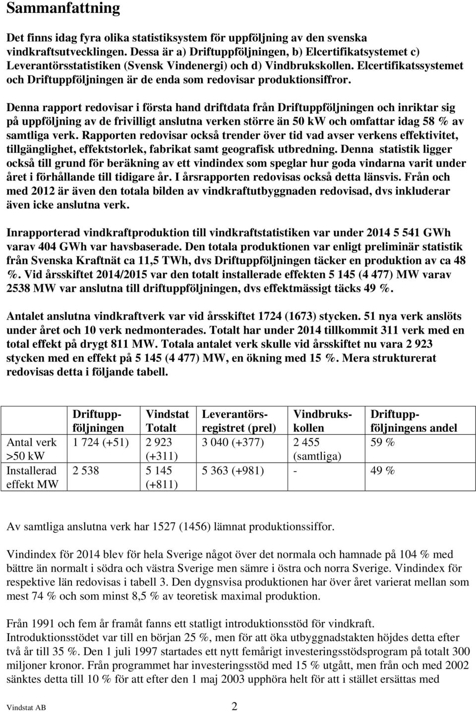 Elcertifikatssystemet och Driftuppföljningen är de enda som redovisar produktionsiffror.