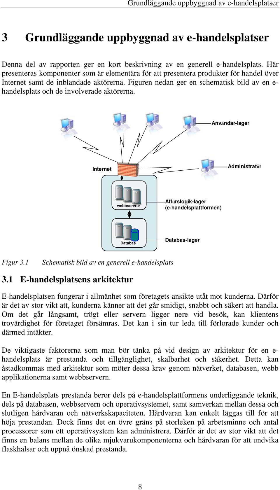 Figuren nedan ger en schematisk bild av en e- handelsplats och de involverade aktörerna.