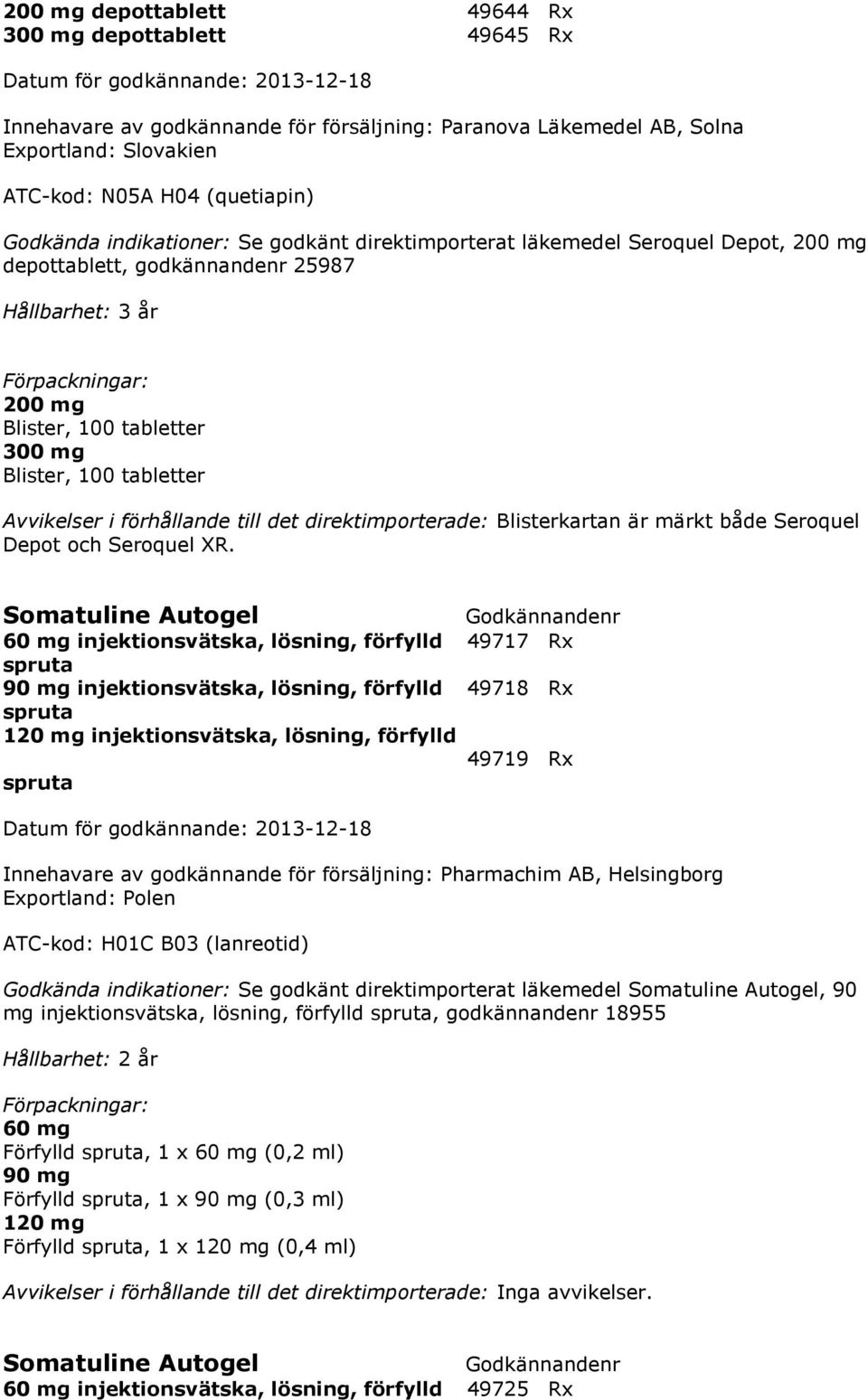 det direktimporterade: Blisterkartan är märkt både Seroquel Depot och Seroquel XR.