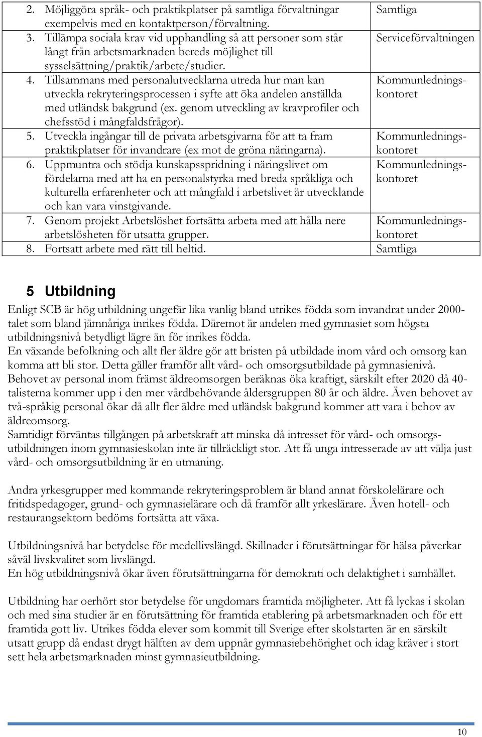 Tillsammans med personalutvecklarna utreda hur man kan utveckla rekryteringsprocessen i syfte att öka andelen anställda med utländsk bakgrund (ex.