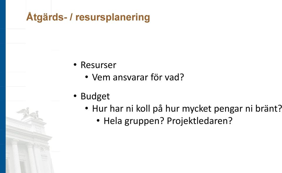 Budget Hur har ni koll på hur