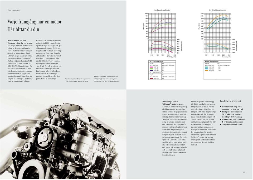 Utan den rätta för var och en För Atego finns ett heltäckande utbud av 4- och 6-cylindriga Euro 4-radmotorer med en cy lin - dervolym på mellan 4,2 och 6,4 liter.