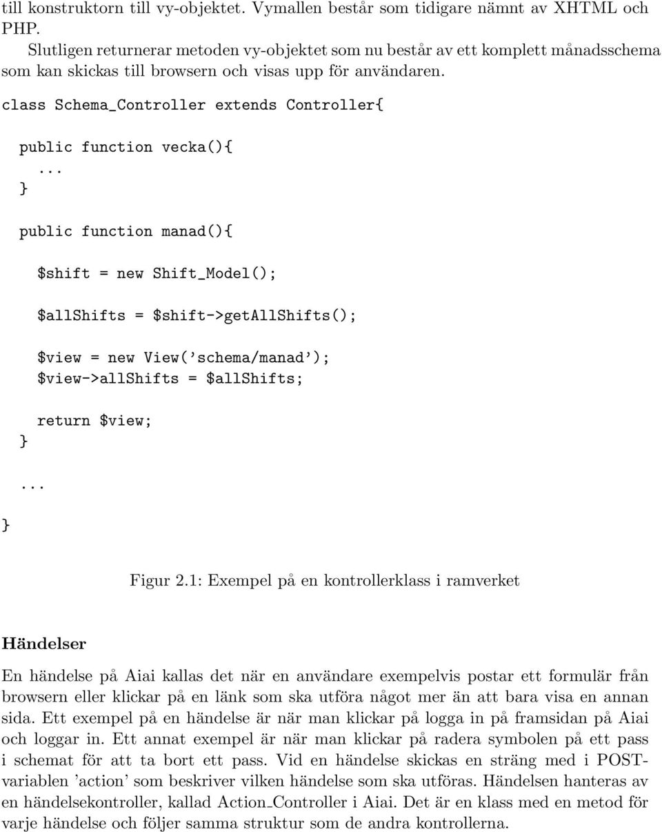 class Schema_Controller extends Controller{ public function vecka(){.