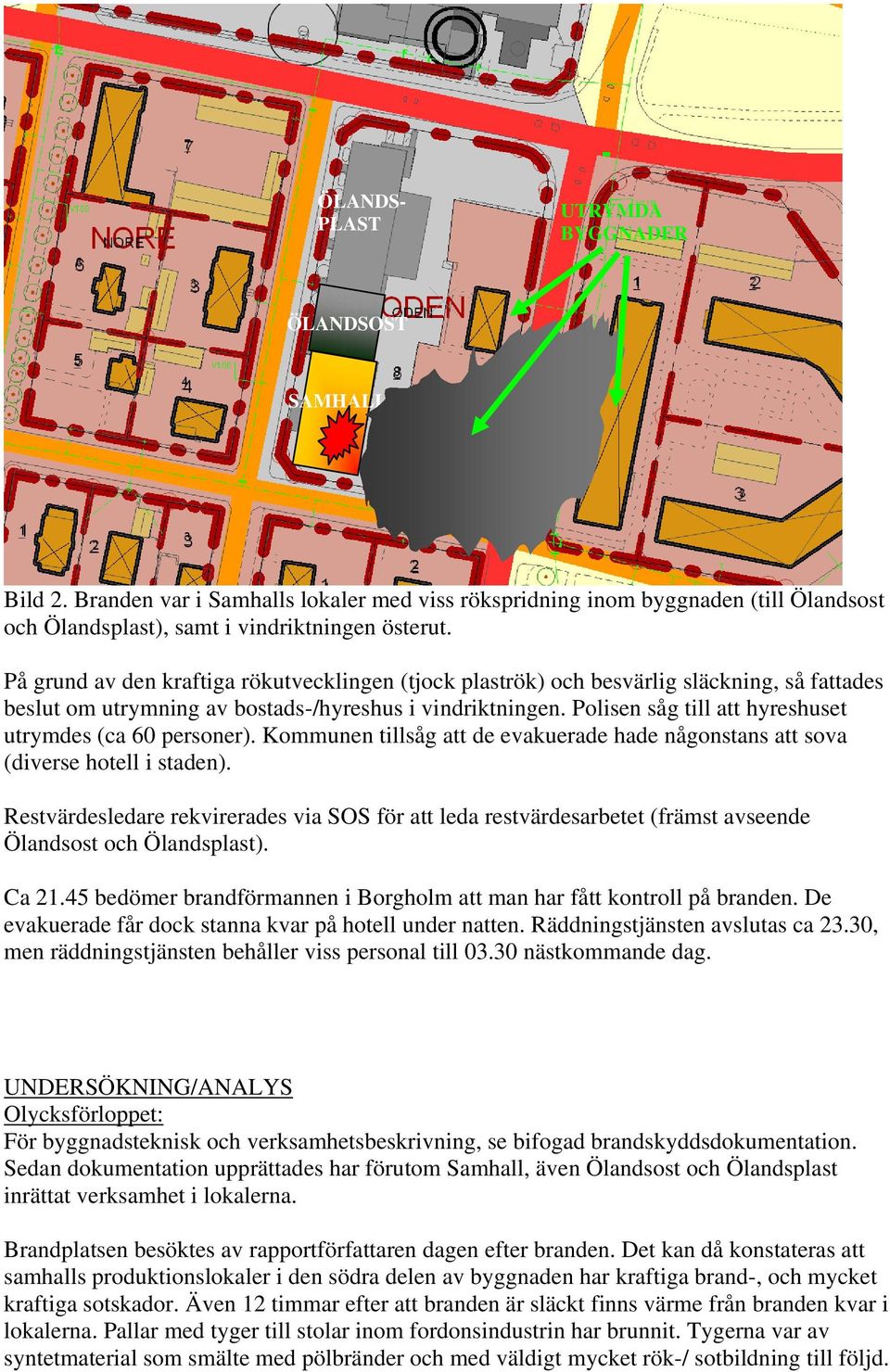 Polisen såg till att hyreshuset utrymdes (ca 60 personer). Kommunen tillsåg att de evakuerade hade någonstans att sova (diverse hotell i staden).