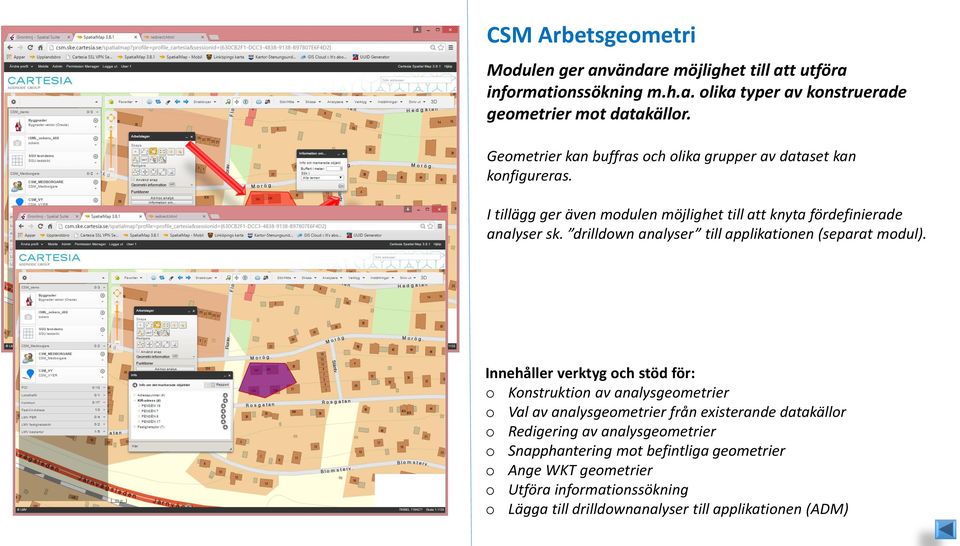 drilldown analyser till applikationen (separat modul).