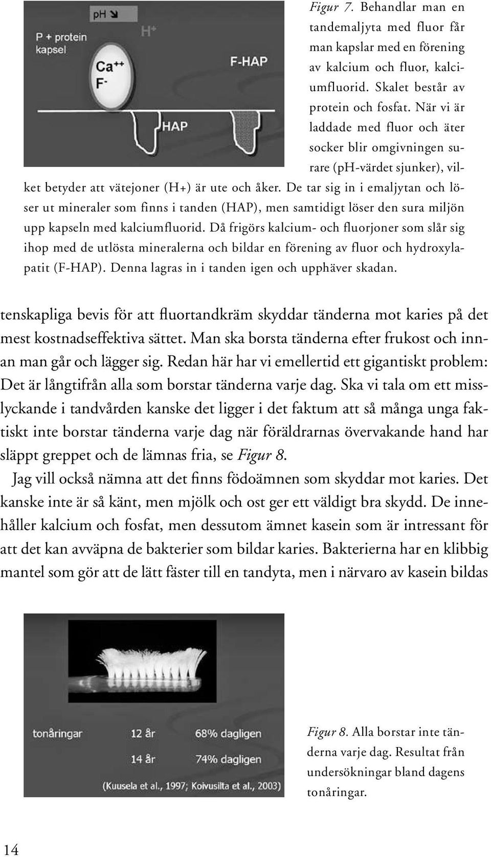 De tar sig in i emaljytan och löser ut mineraler som finns i tanden (HAP), men samtidigt löser den sura miljön upp kapseln med kalciumfluorid.