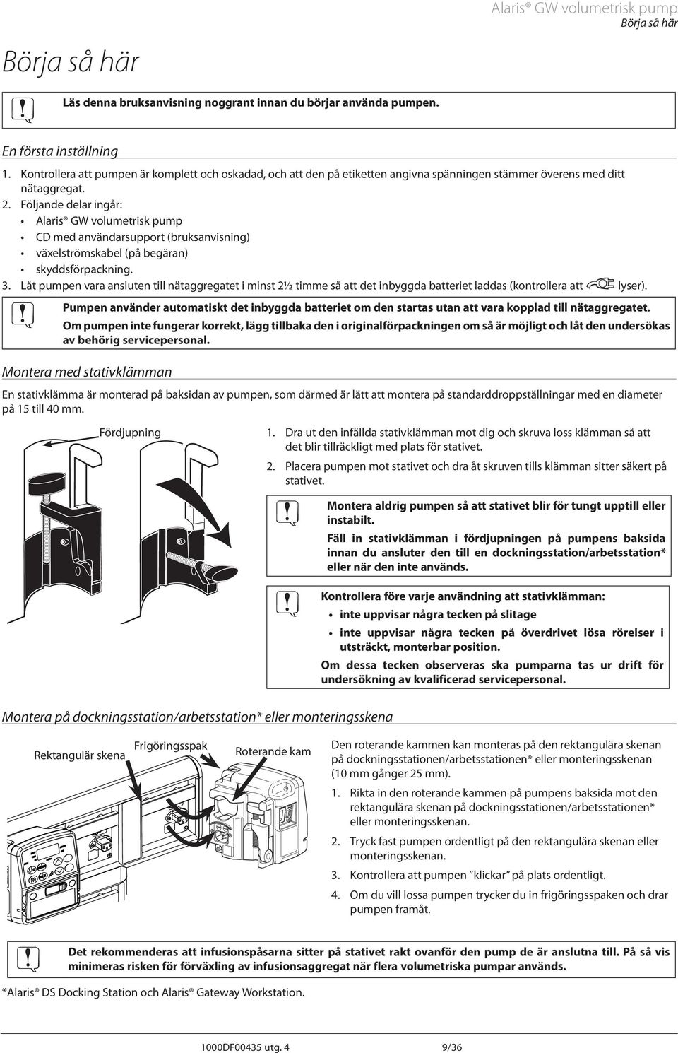 Följande delar ingår: laris GW volumetrisk pump CD med användarsupport (bruksanvisning) växelströmskabel (på begäran) skyddsförpackning. 3.