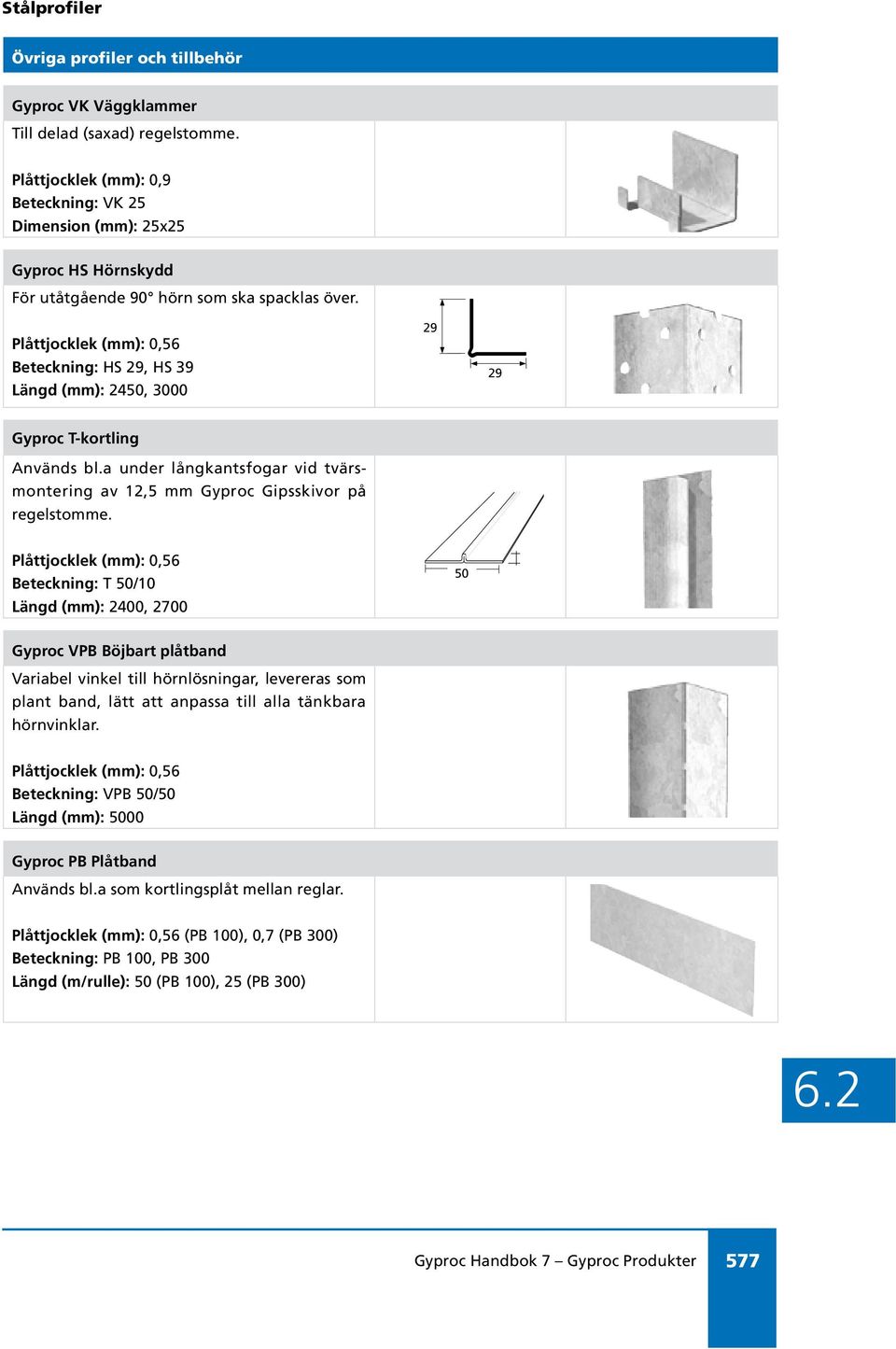 Beteckning: HS 29, HS 39 Längd (mm): 2450, 3000 29 29 Gyproc T-kortling Används l.a under långkantsfogar vid tvärsmontering av 12,5 mm Gyproc Gipsskivor på regelstomme.