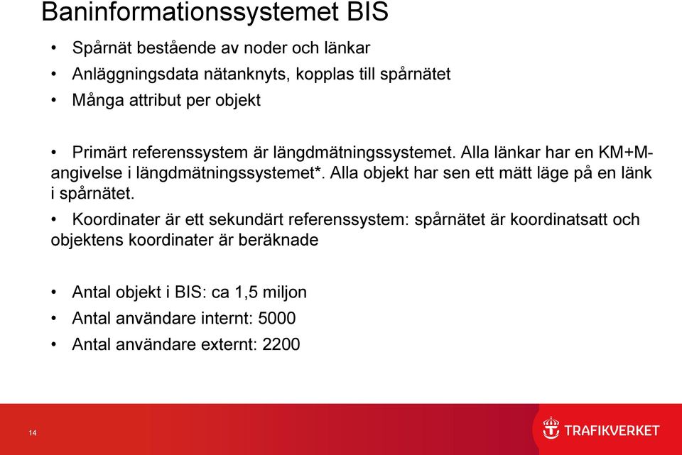 Alla objekt har sen ett mätt läge på en länk i spårnätet.