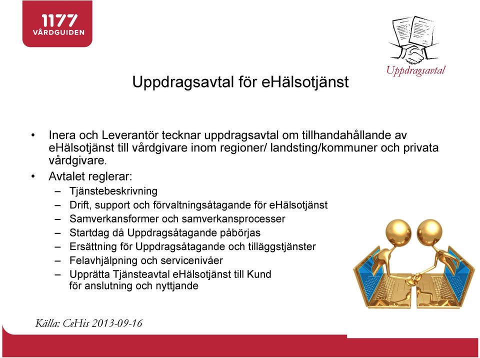 Avtalet reglerar: Tjänstebeskrivning Drift, support och förvaltningsåtagande för ehälsotjänst Samverkansformer och samverkansprocesser