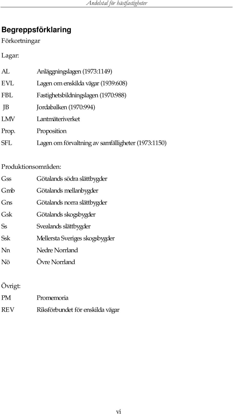 Proposition SFL Lagen om förvaltning av samfälligheter (1973:1150) Produktionsområden: Gss Gmb Gns Gsk Ss Ssk Nn Nö Götalands södra