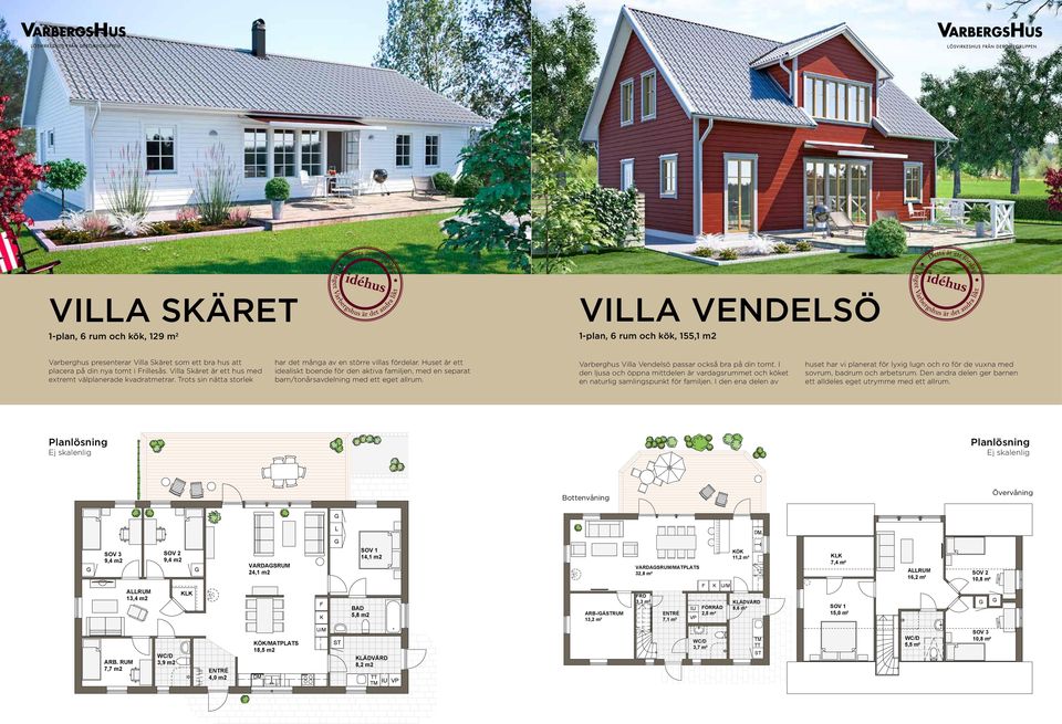 Huset är ett idealiskt boende för den aktiva familjen, med en separat barn/tonårsavdelning med ett eget allrum. Varberghus Villa Vendelsö passar också bra på din tomt.