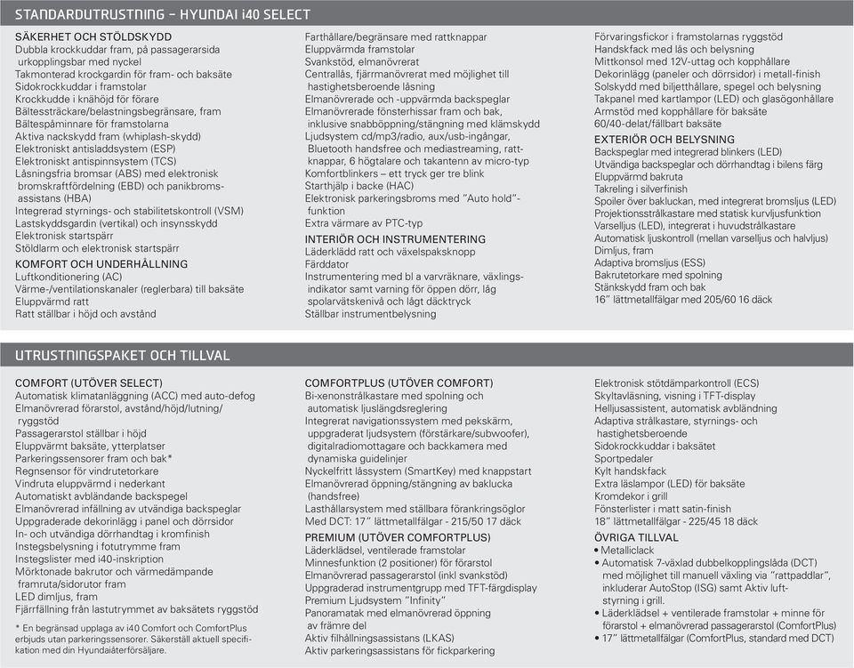 Elektroniskt antispinnsystem (TCS) Låsningsfria bromsar (ABS) med elektronisk bromskraftfördelning (EBD) och panikbromsassistans (HBA) Integrerad styrnings- och stabilitetskontroll (VSM)