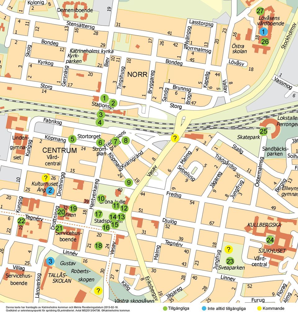 Katrineholms kyrka Kyrkparken 0 Safiren Linnév Gustav SÖDRA SKOLAN Tunnel Stortorget 0 Hantverkareg Strömplan Biev Stationspl Sandbäcksparken Köpmang Vasav Tingshusg Fredriksons gränd Gröna kulle