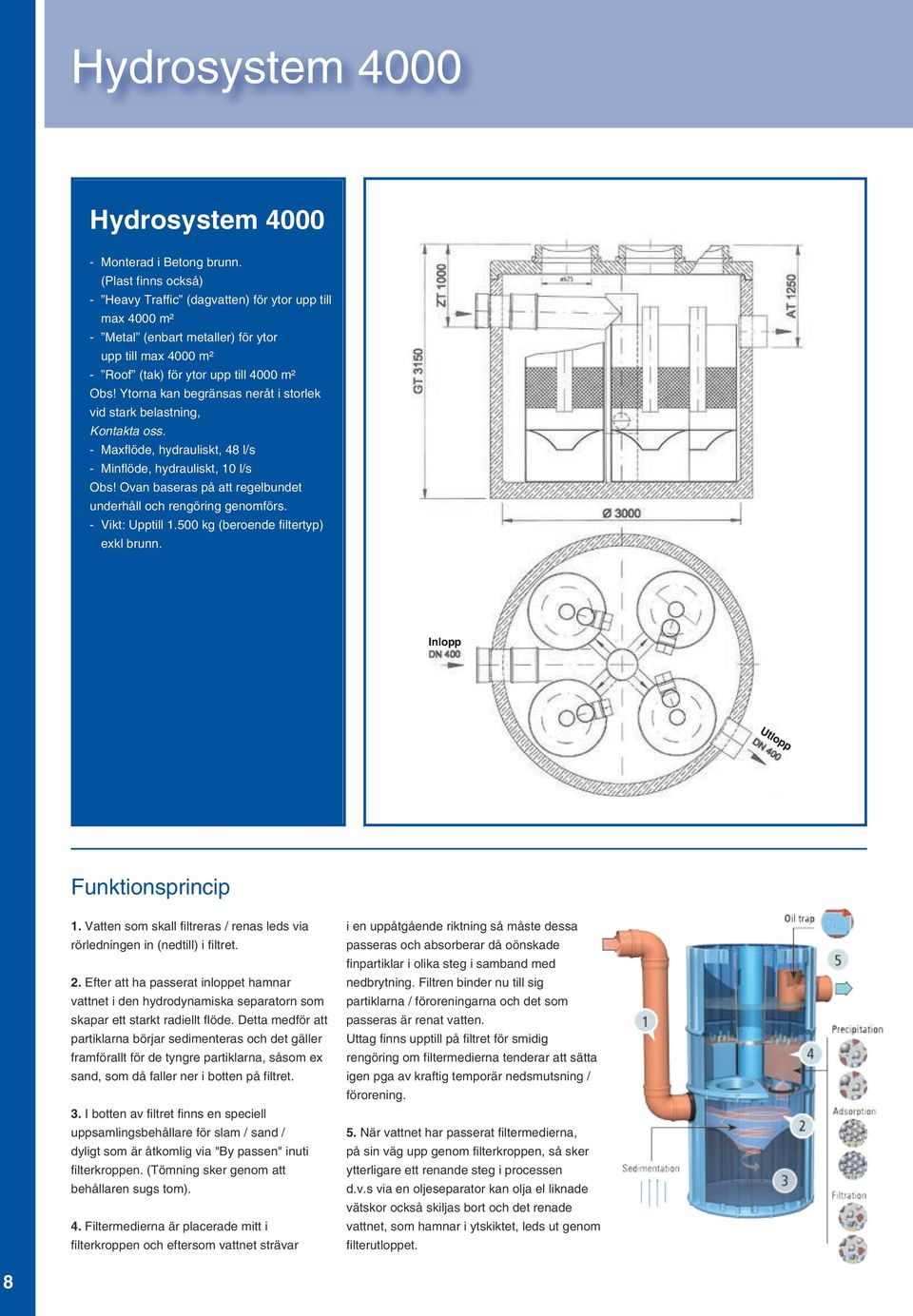 Ytorna kan begränsas neråt i storlek vid stark belastning, Kontakta oss. - Maxflöde, hydrauliskt, 48 l/s - Minflöde, hydrauliskt, 10 l/s Obs!