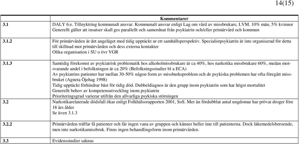 Specialistpsykiatrin är inte organiserad för detta till skillnad mot primärvården och dess externa kontakter Olika organisation i SU o övr VGR 3.1.