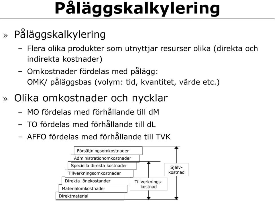 )» Olika om och nycklar MO fördelas med förhållande till dm TO fördelas med förhållande till dl AFFO fördelas med