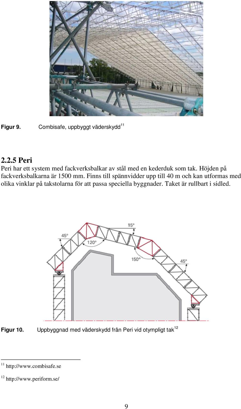 Höjden på fackverksbalkarna är 1500 mm.