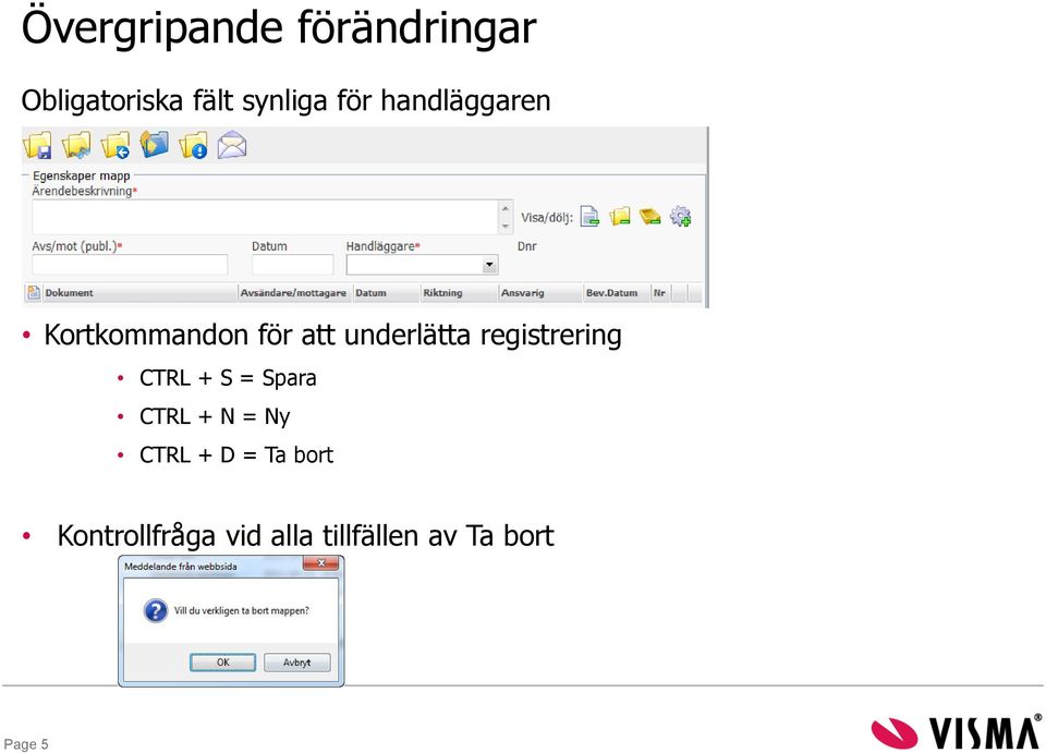 registrering CTRL + S = Spara CTRL + N = Ny CTRL + D =