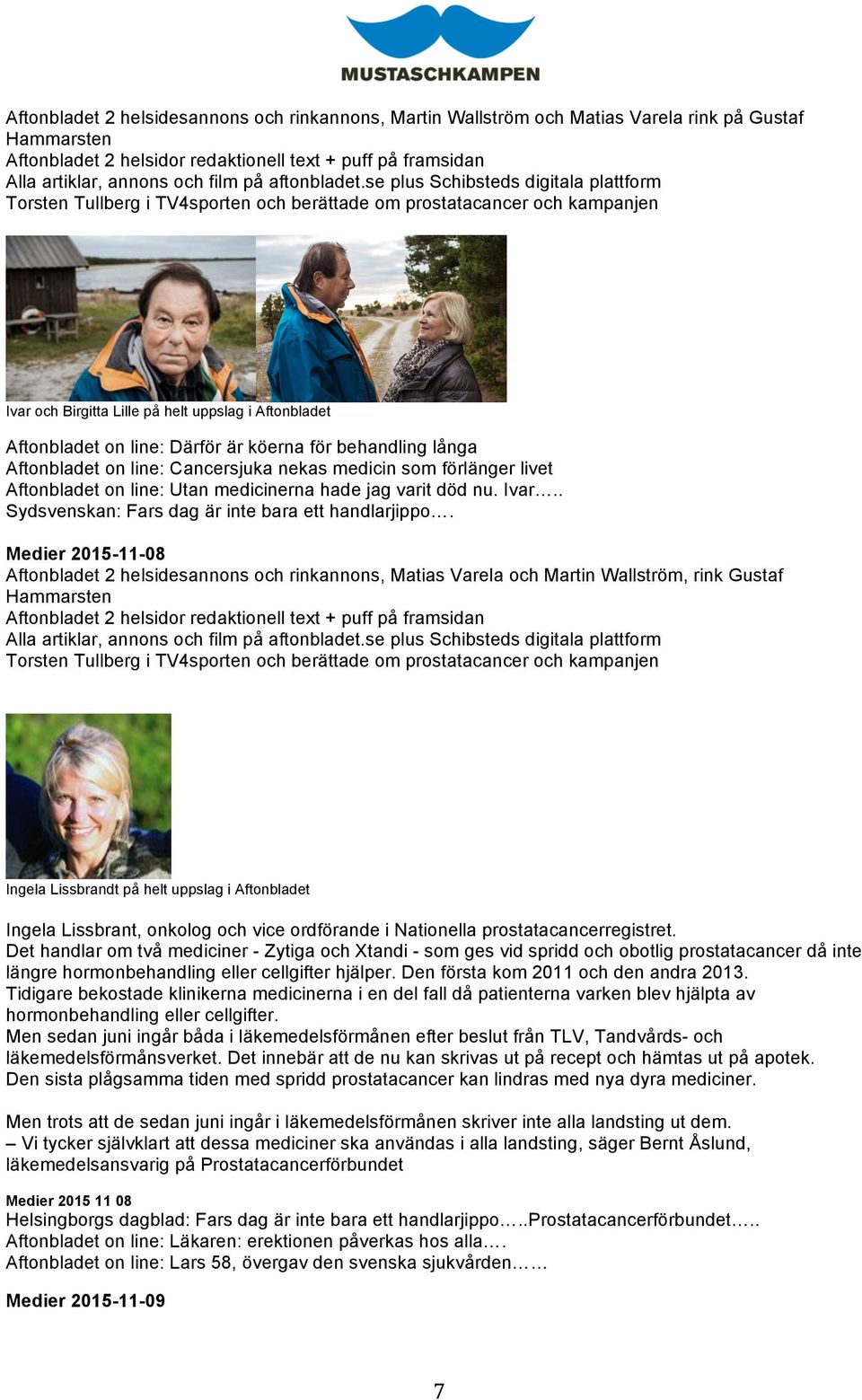 se plus Schibsteds digitala plattform Torsten Tullberg i TV4sporten och berättade om prostatacancer och kampanjen Ivar och Birgitta Lille på helt uppslag i Aftonbladet Aftonbladet on line: Därför är