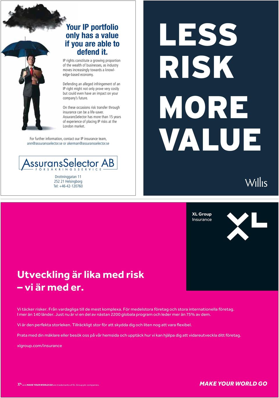 On these occasions risk transfer through insurance can be a life-saver. AssuransSelector has more than 15 years of experience of placing IP risks at the London market.