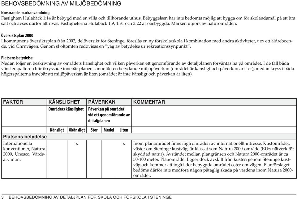 Översiktsplan 2000 I kommunens översiktsplan från 2002, delöversikt för Steninge, föreslås en ny förskola/skola i kombination med andra aktiviteter, t ex ett äldreboende, vid Öhrnvägen.