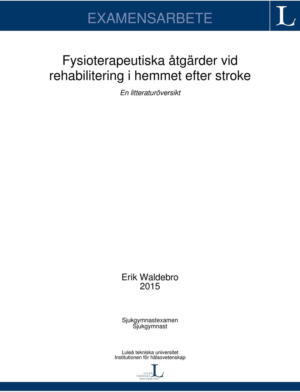 litteraturöversikt Erik Waldebro 2015