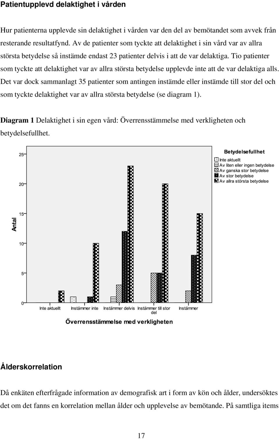 Tio patienter som tyckte att delaktighet var av allra största betydelse upplevde inte att de var delaktiga alls.