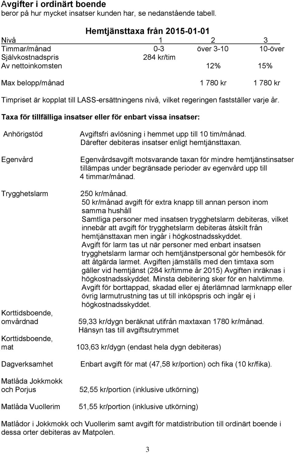 LASS-ersättningens nivå, vilket regeringen fastställer varje år.