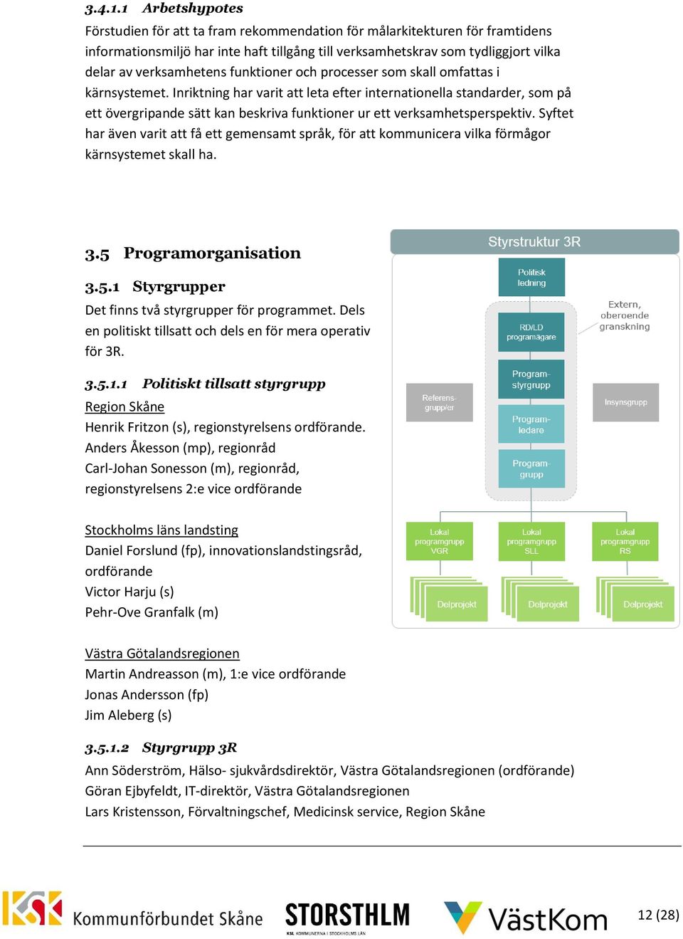 funktioner och processer som skall omfattas i kärnsystemet.