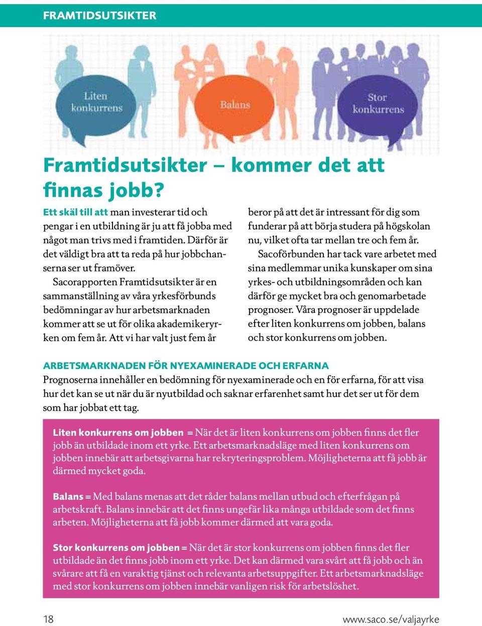 Sacorapporten Framtidsutsikter är en sammanställning av våra yrkesförbunds bedömningar av hur arbetsmarknaden kommer att se ut för olika akademikeryrken om fem år.