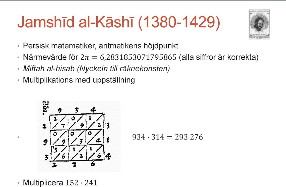 är korrekta) Miftah al-hisab (Nyckeln till räknekonsten)