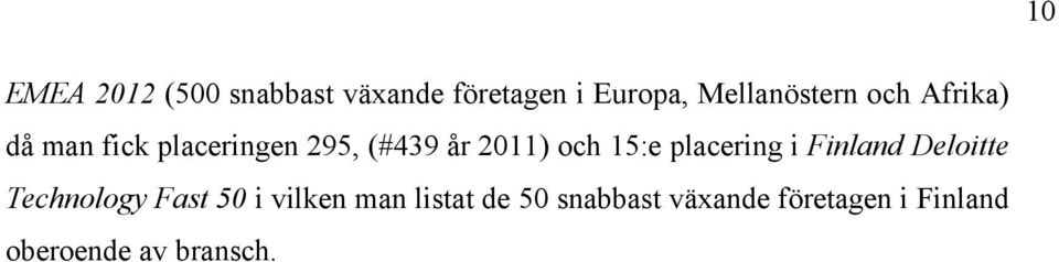 2011) och 15:e placering i Finland Deloitte Technology Fast 50 i