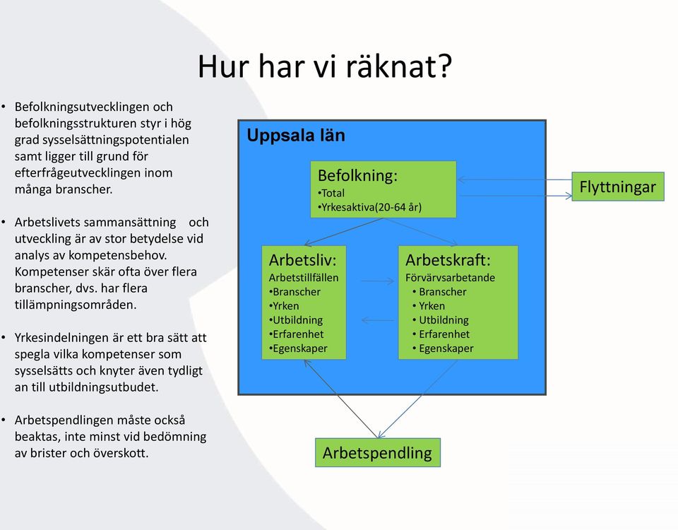 Yrkesindelningen är ett bra sätt att spegla vilka kompetenser som sysselsätts och knyter även tydligt an till utbildningsutbudet.