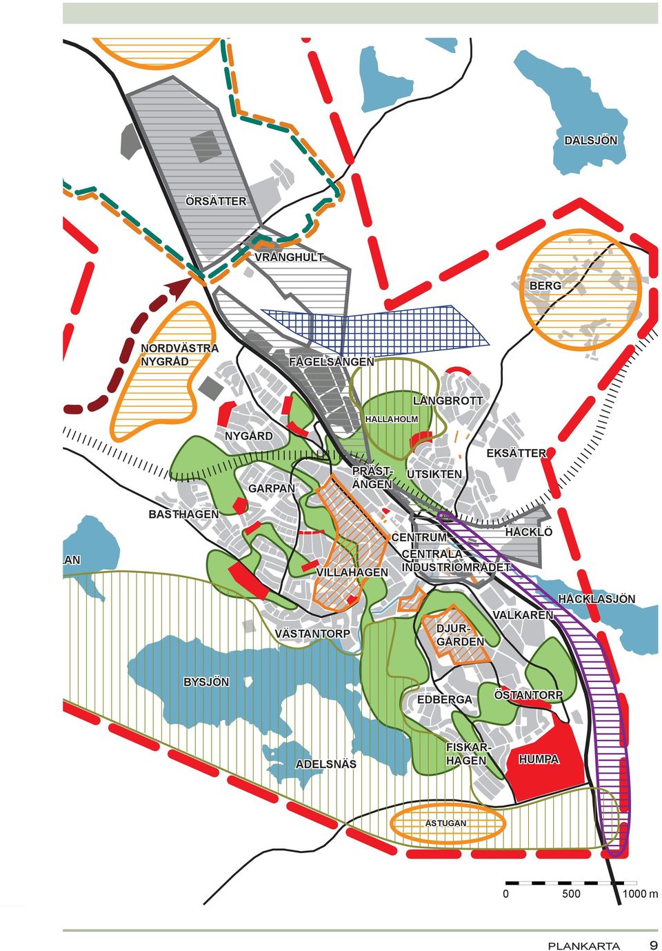 CENTRUM CENTRALA INDUSTRIOMRÅDET HÅCKLÖ VÄSTANTORP DJUR- GÅRDEN HÅCKLASJÖN