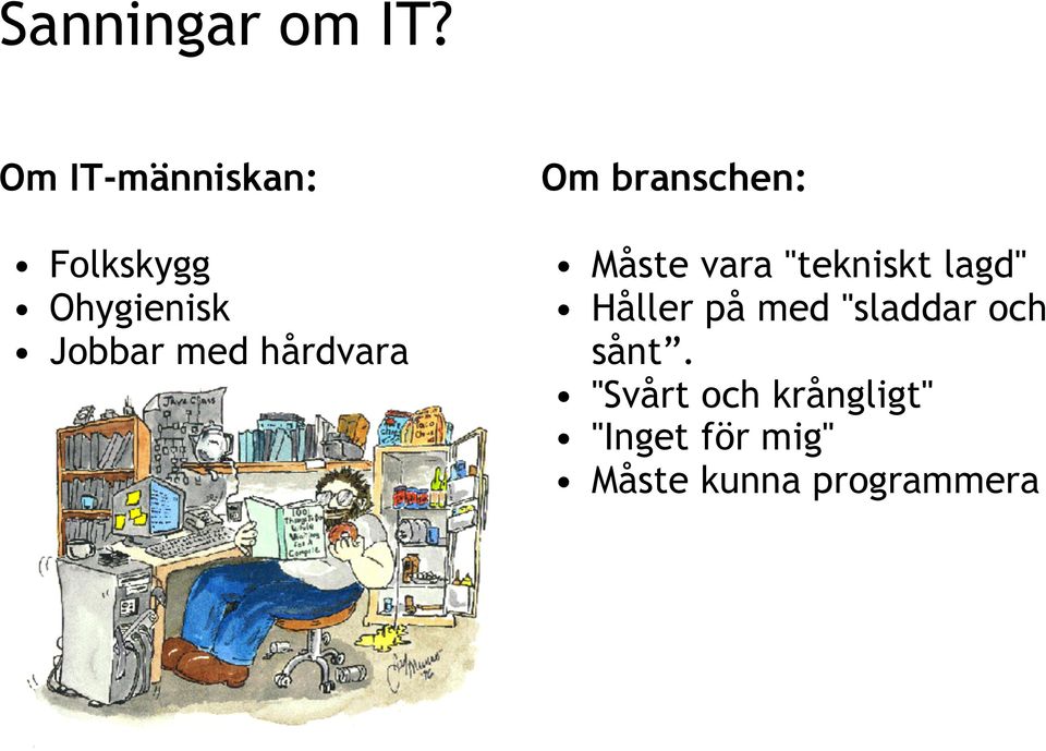 hårdvara Om branschen: Måste vara "tekniskt lagd"