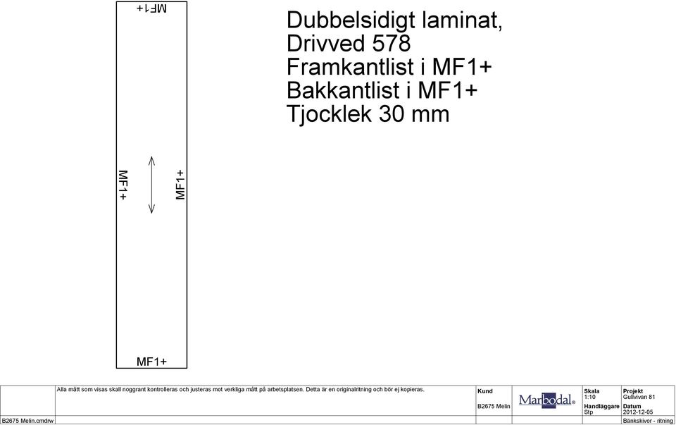 Bakkantlist i Tjocklek 30 mm.