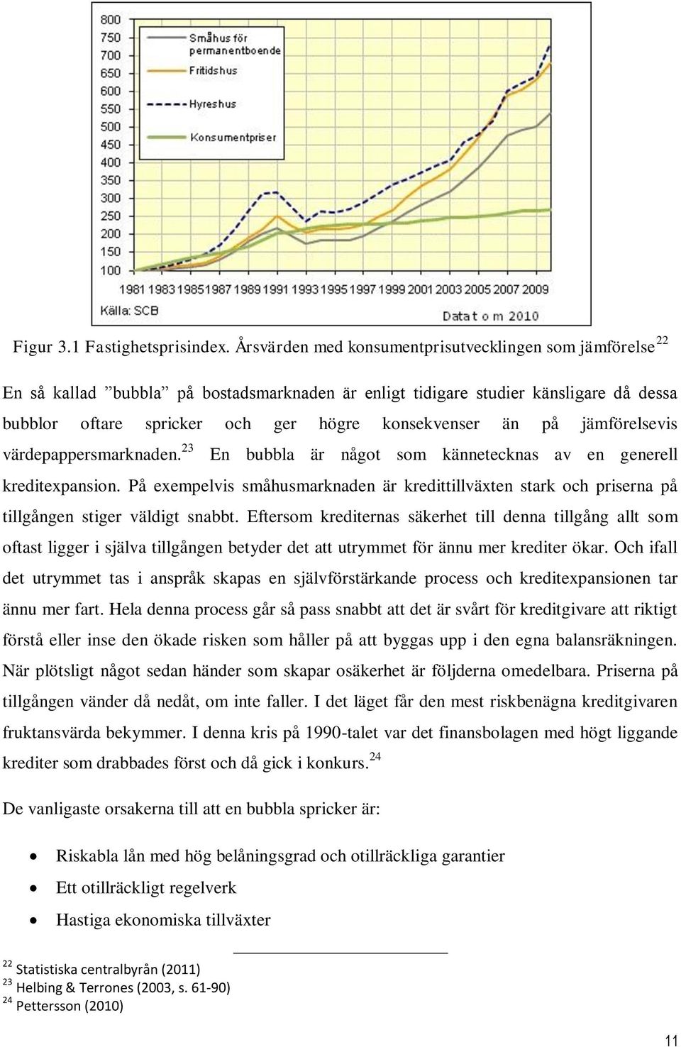 på jämförelsevis värdepappersmarknaden. 23 En bubbla är något som kännetecknas av en generell kreditexpansion.