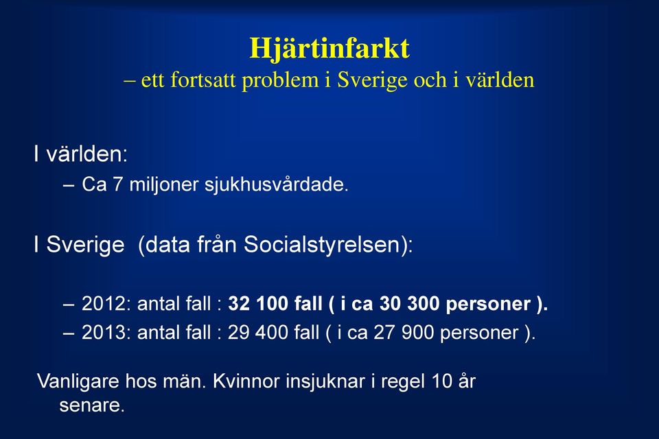 I Sverige (data från Socialstyrelsen): 2012: antal fall : 32 100 fall ( i ca