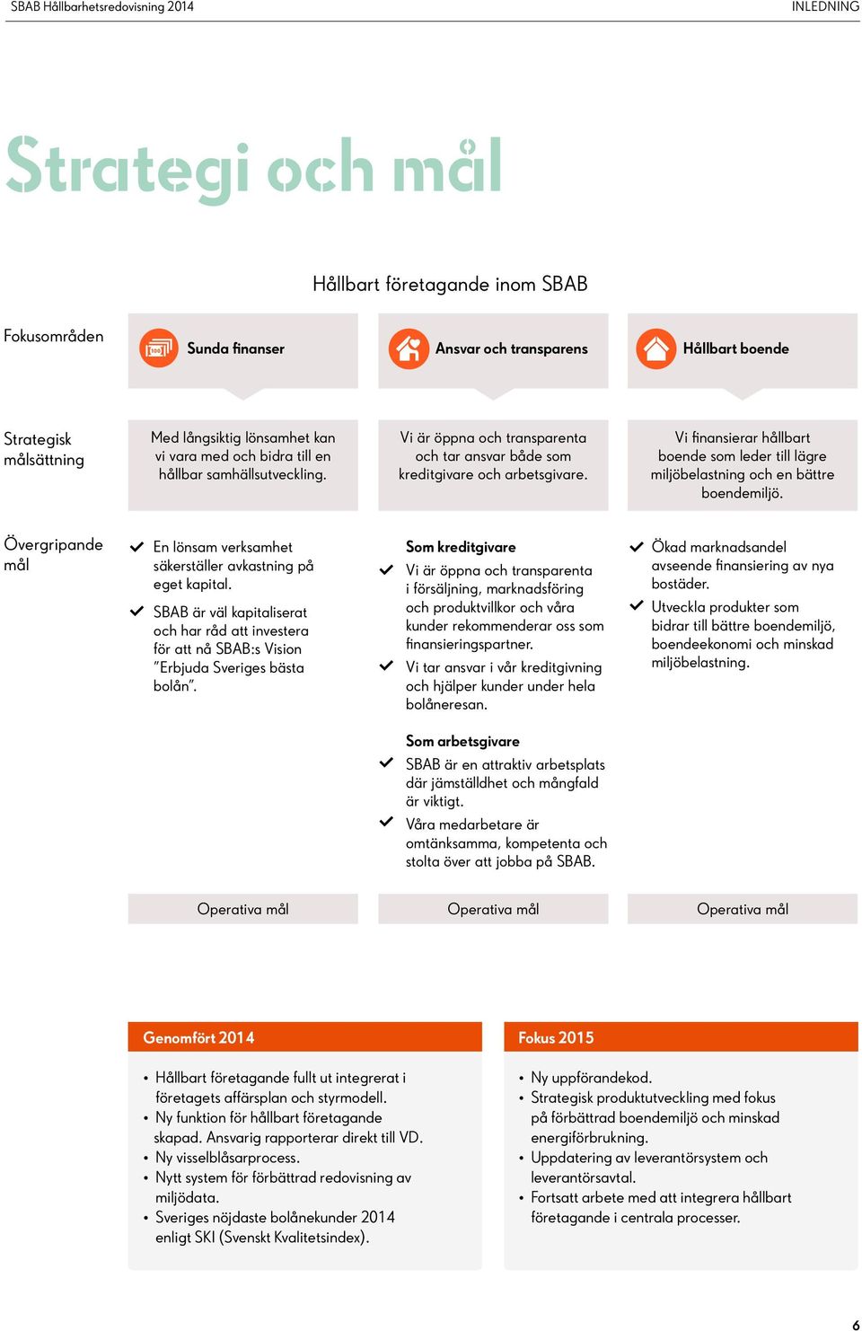 Vi finansierar hållbart boende som leder till lägre miljöbelastning och en bättre boendemiljö. Övergripande mål h h En lönsam verksamhet säkerställer avkastning på eget kapital.