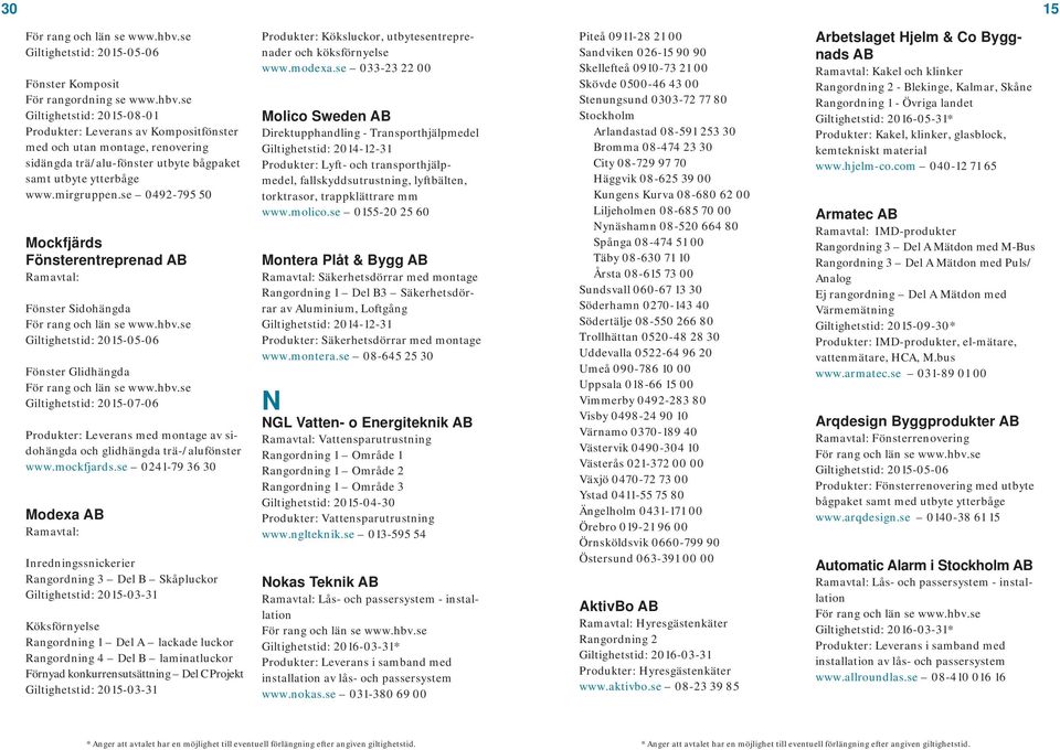 se 0492-795 50 Mockfjärds Fönsterentreprenad AB Fönster Sidohängda Fönster Glidhängda Giltighetstid: 2015-07-06 Produkter: Leverans med montage av sidohängda och glidhängda trä-/alufönster www.