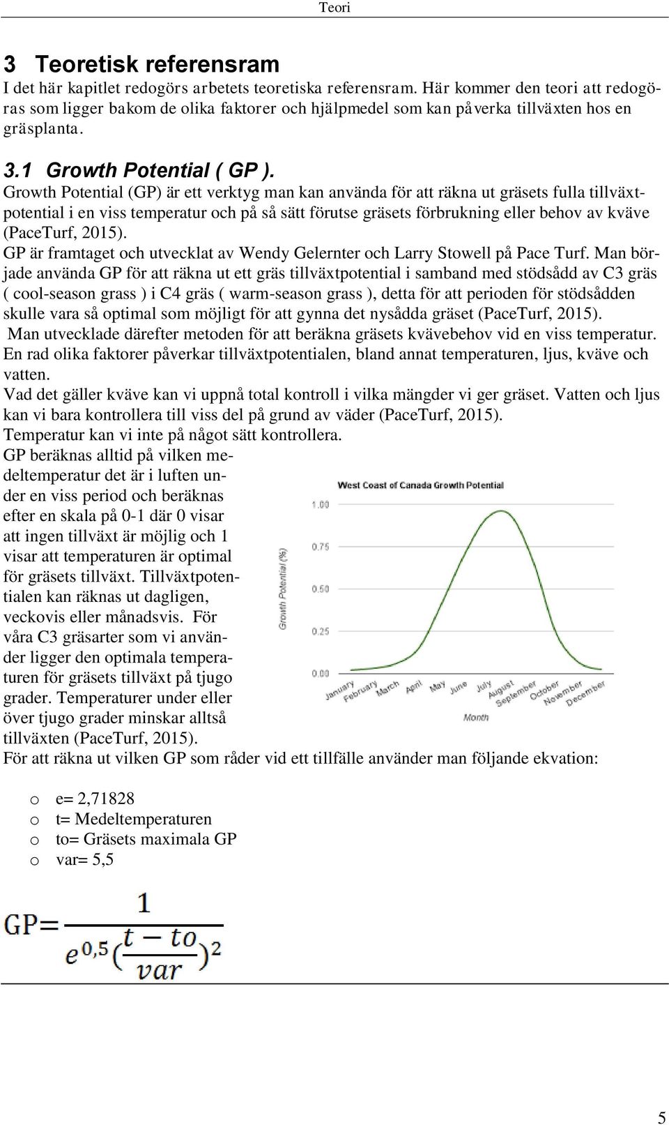 Growth Potential (GP) är ett verktyg man kan använda för att räkna ut gräsets fulla tillväxtpotential i en viss temperatur och på så sätt förutse gräsets förbrukning eller behov av kväve (PaceTurf,